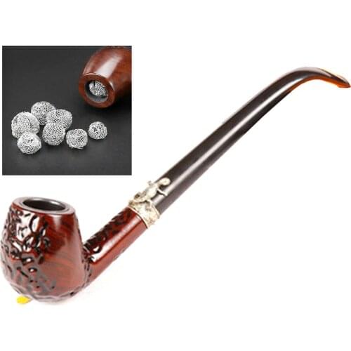 1Pcs Wood Smoking Pipe Herb Tube With 10 Pcs Screen Filters Tobacco Cigarette Accessories Smoke Grinder Wooden Pipes For Men