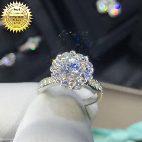 18K goldr ring 1ct D VVS moissanite ring Engagement&Wedding Jewellery with certificate 013