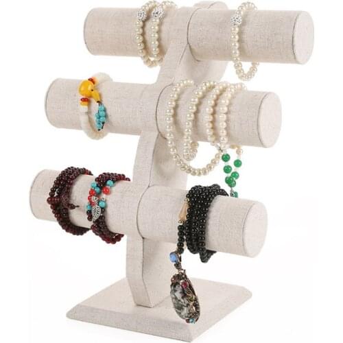 3-Tier Jewelry Bracelet Watch Bangle Display Holder Stand Showcase T-bar Stand Rack Bracele Holder 24*14*30.5cm