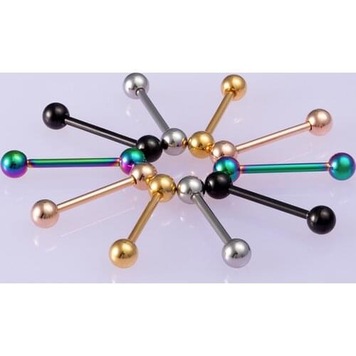 5pair Stainless Steel Industrial Barbell ring Tongue Nipple Bar Piercing 1.2MM Tragus Helix Ear Piercing Earrings Body Jewelry