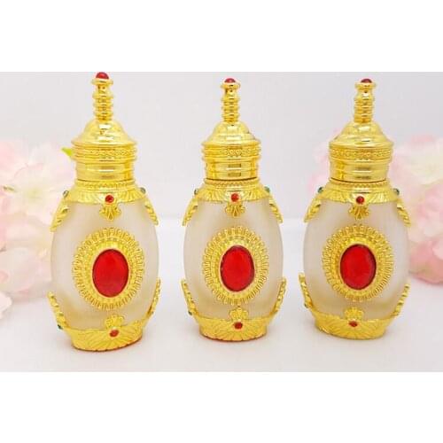 Free Shipping 12ml Empty Gold Glass Tattoo pigments Pack Bottle New Style Golden Top Grade Perfume Parfume Essential Oil Bottles