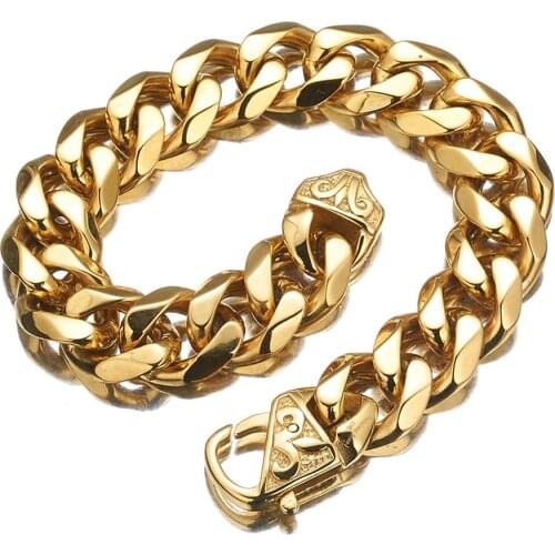Bracelet for Men Women Curb Cuban LInk Chain Bracelet Silver Color/Gold/Black Stainless Steel Mens Bracelet Chains