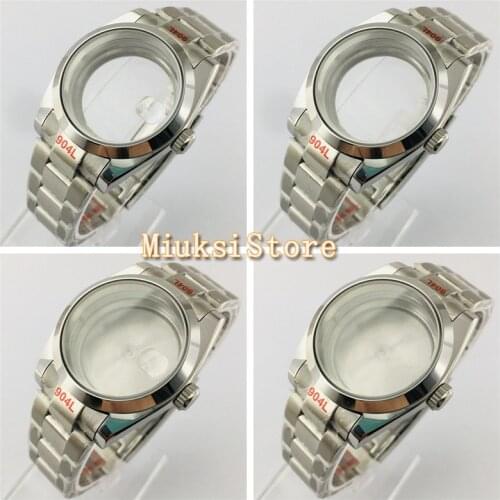 36mm/40mm sapphire glass silver case bracelet fit NH35 NH36 ETA2836 Miyota 8205 8215 821A DG2813 3804 movement