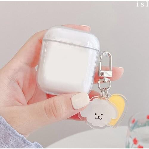 For AirPods 2 Case AirPods PRO Case cute Luxury flower bear cartoon Keychain Earphone hard Transparent Cover AirPods2