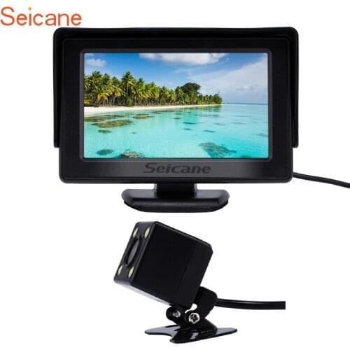 Seicane 4.3 Inch HD Digtal Monitor Display with LCD Reverse Parking RearView Camera Assistance System TFT Backup
