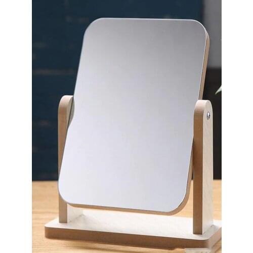 Wooden Mdf Handmade Adjustable Portable Rectangle Luxury Retro European Beauty Cosmetic Makeup Mirror 20 Cm