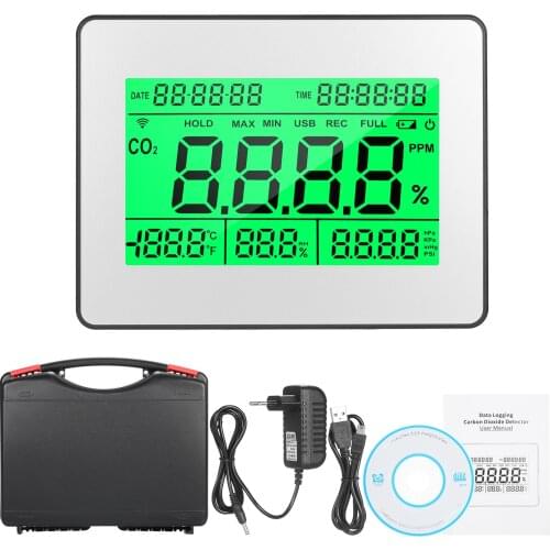 Carbon Dioxide Detector Air Quality Monitor Meter with Data Logging Clock Function Multifunctional Tester Gas Analyzer