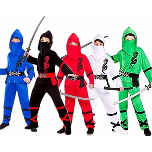 Kids Ninjago-Costume Power Ninja Cosplay Boys Children Halloween Warrior Ninja Costume Carnival Purim Party Clothes Set