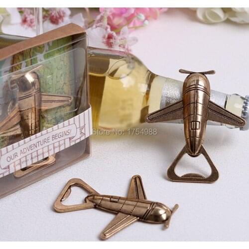 DHL Free Our Adventure Begins Airplane Bottle Opener Wedding Gift event decoration Favor party present balloons beer openers
