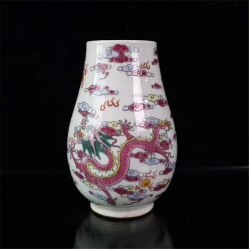 Jingdezhen Porcelain Powder Color Dragon Pattern Vase Decoration Vase Porcelain Vase Home Decoration Gift