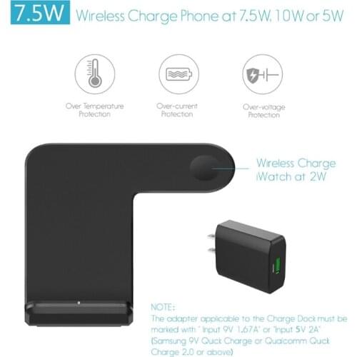 H7JF Mobile Phone Watch 2 in 1 Vertical Convenient Fast Charging Wireless Charging Stand Black Cell Phone Adapters