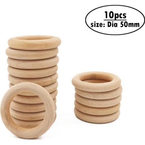 10pcs 50mm 1.96" Wooden Rings Unfinished Wooden Rings Natural Round Circle Cutouts Craft for DIY Craft Making/Plant Hangers