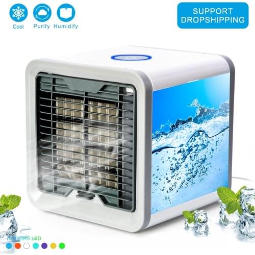 7 Colors LED air conditioner USB Home mini Cooler Fan Personal Space Fan Cooling Space Air Conditioner Fan Device Office Use