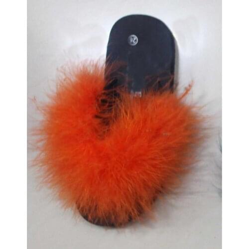 Linhaoshenyue Real Ostrich Feather Fur Slipper for Women