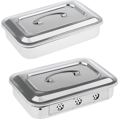 Stainless Steel Container Organizer Box Instrument Tray To Storage Box With Lid Tools Cans - 9 inch