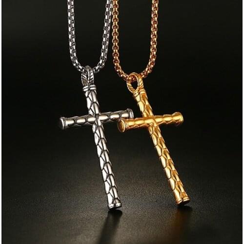 2021 New Gold Silver Color Cross Chain Necklace For Women Men Pendant Necklaces Crucifix Christian Ornament Gifts Gothic Jewelry