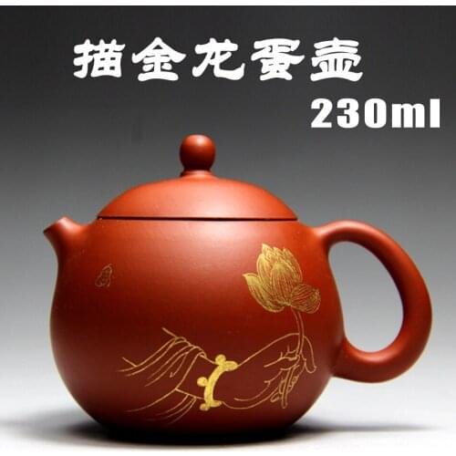 Yixing genuine teapot famous handmade original 24K real gold Zhu mud painted gold dragon egg Zisha teapots Expensive collection