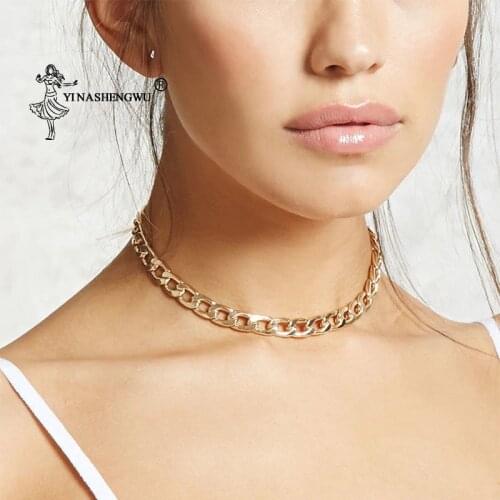 Punk Miami Cuban Choker Necklace Collar Statement Hip Hop Big Chunky Aluminum Gold Color Thick Chain Necklace Women Jewelry