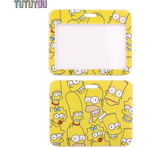 PC3155 Yellow Cartoon Lanyard Card ID Holder Car KeyChain ID Card Pass Gym Mobile Phone Badge Kids Key Ring Holder Jewelry