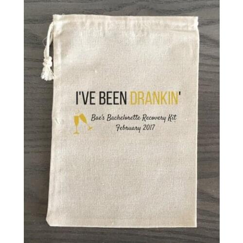 Personalized I've Been Drankin' Bachelorette Hangover bridal shower recovery Survival Kit wedding favor gift bags party pouches
