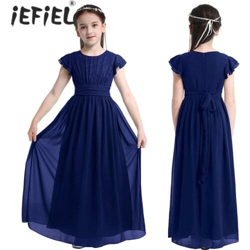 Children Flower Girls Dress Kids Chiffon Wedding Pageant Summer Princess Party Ball Gown Tulle Dresses Teenage Clothes