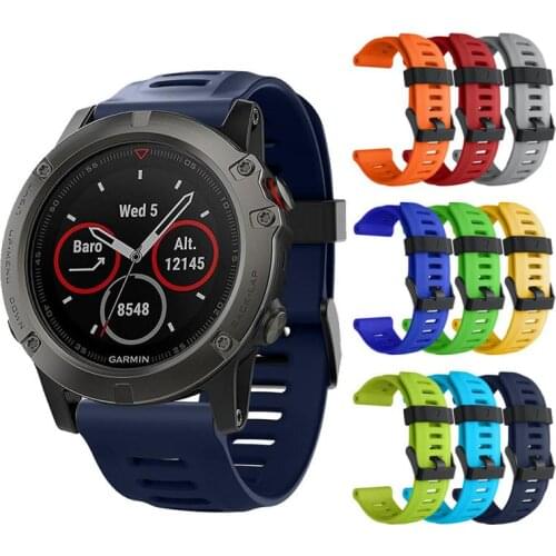 26mm Strap For Garmin Fenix 5X / Fenix 3 3HR / Watch Band Sports Smart Watch Pure Color Easy-Dismount Silicone Watch Belt