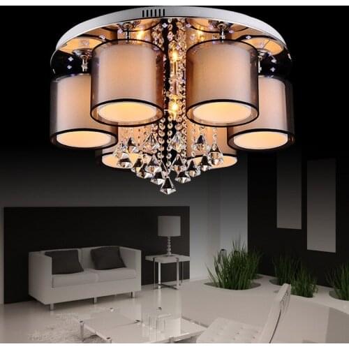 Luxury retro European crystal lamp LED ceiling lamp Ceiling Lights atmosphere round long black mounted luminaire LU731347