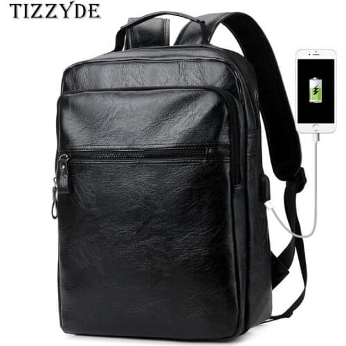 Mens fashion Backpack Student Bag Pu Leather Large Capacity Computer Bag Leisure Travel mochila Mens multi-function bag HB09