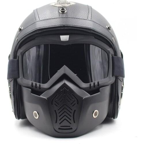 Adult Open Face Half Leather Helmet motorcycle chopper Helmets Moto Motorcycle Helmet vintage Motorcycle Motorbike Vespa