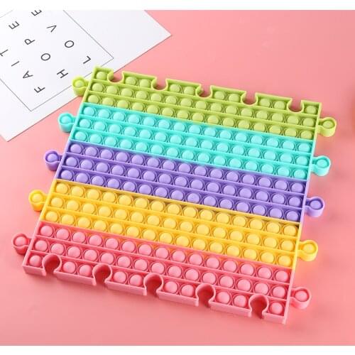 Silicone Rainbow Large Splicing Jigsaw Push Bubble Sensory Squeezing Toy Anti-stress Relaxing Fidget Toys Stress Relieve Autism