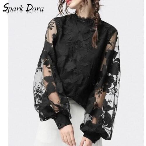 SparkDora Black Blouses