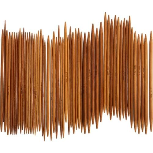 55Pcs 11 Sizesx 5 13cm Double Pointed Carbonized Bamboo Sweater Needle Knitting Needles Weave Knit Scarf Weaving tools