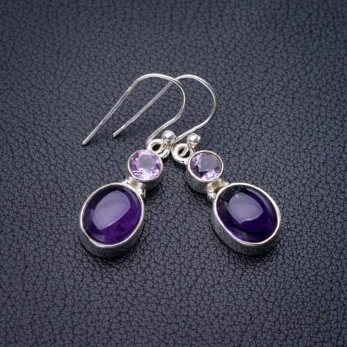 StarGems Natural Amethyst Handmade 925 Sterling Silver Earrings 1.25" E1172