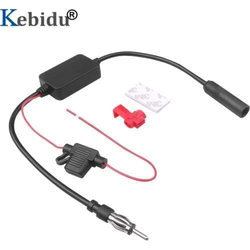 Kebidumei Universal 12V Car Radio FM Antenna Signal Amplifier Marine Car FM Amplifier Booster 88-108MHz