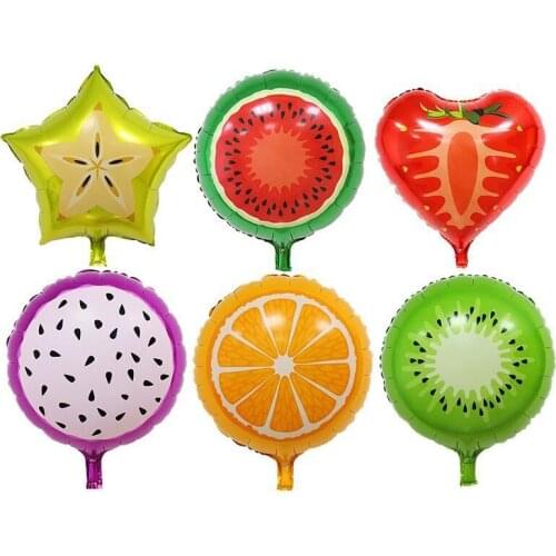 6Pcs 18inch Fruit Foil Balloons Kiwi Watermelon Straberry Orange Pineapple Helium Balloon Summer Party Decor Kids Air Globos