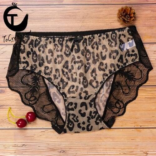 Sexy female leopard pattern briefs panther print with elegant and beautiful lace freedom underwearr dulasii new animal panties