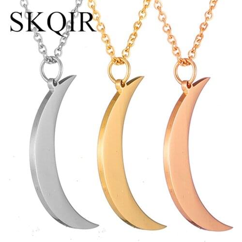 Charm Moon Pendant Necklace Love You As the Moon Stainless Steel Choker Chain Simple Necklace Nameplate Women Neck Jewelry