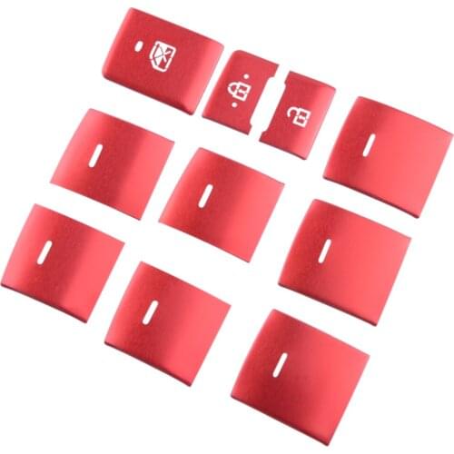 10Pcs/Set Red Aluminum Alloy Car Window Lift Switch Button Cover Trim Fit For Toyota CHR C-HR 2021 2020 2019 2018