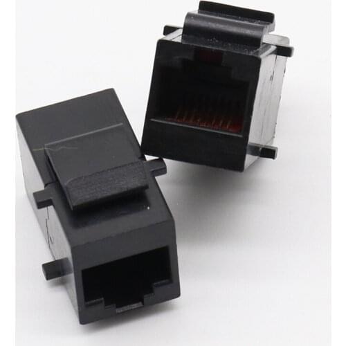 2 pcs Black RJ45 module docking network straight through double pass free module type pair