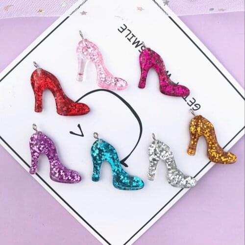 38*25mm 10pcs resin High heels necklace charms very cute keychain pendant necklace pendant for DIY decoration