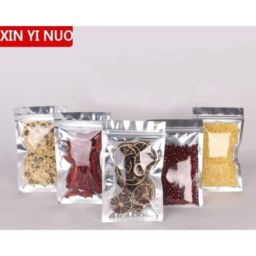 50pcs/lot Logo Made Custom Self Sealing Tea Bag Half Transparent Aluminum Zipper Bags Flat Bottom Sealed Food Packaging Bag
