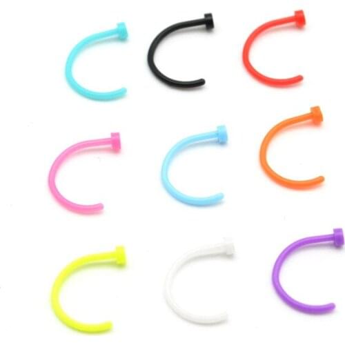 Acrylic Open Nose Ring Small Thin Hoop Bioflex Ring Piercing Stud Body Jewellery Neon Color 20G 8mm