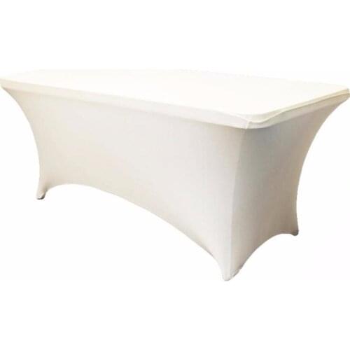 Big Discount 5pcs 6ft ivory Rectangle Lycra Spandex outdoor Table Cloths Elastic Wedding Table Covers Free Shipping Marious