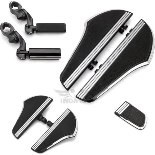 Black Defiance driver Passenger Floorboards Highway Footrest for harley touring FLHX fltr footboards pedal covers 1980-2018