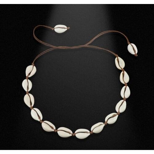 Fashion Natural Shell Women Necklace Choker White Conch Braided Chain Rope Bohemian Necklace Jewelry Girl Summer Beach Best Gift