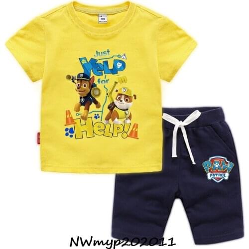 PAW PATROL Children boys and girls summer clothes game cartoon clothes sweatshirt short sleeves + trousers Christmas shirt