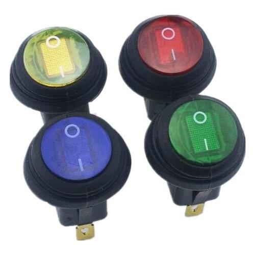 KCD1-2 2 Pins ON/OFF SPST Rocker Switch Waterproof Light Round NO LED