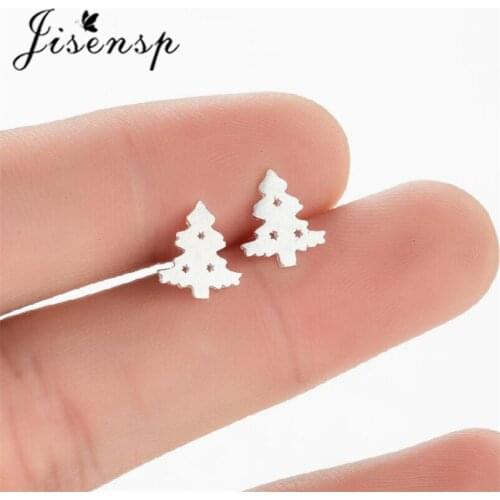 Jisensp Unique Fashion 925 Sterling SIlver Earring Minimalist Christmas Tree Stud Earrings for Women Girls Christmas Gift Bijoux