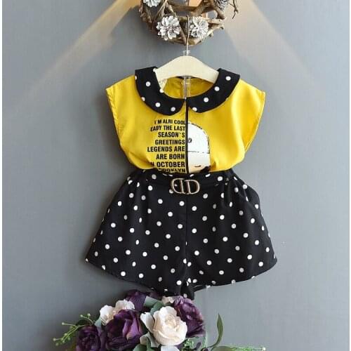Baby Girls Clothes Suit 2020 NEW Summer Toddler Girl Clothes Dot Vest Chiffon T-shirt Tops+Shorts Pants 2Pcs Set OSO FELIZ