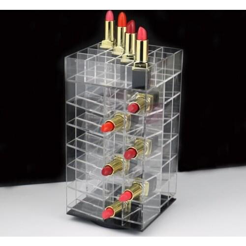 Cosmetic Box Lip Gloss Organizer Table Makeup Organizer Lipstick Holder Makeup Case Storage Box Acrylic Rotate Container